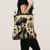 Mid Century Modern Art Man met een baret Tote Bag (Dichtbij)