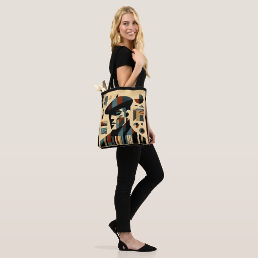 Mid Century Modern Art Man met een baret Tote Bag (Op model)