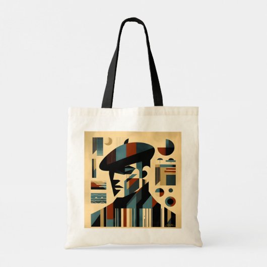 Mid Century Modern Art Man met een baret Tote Bag (Achterkant)