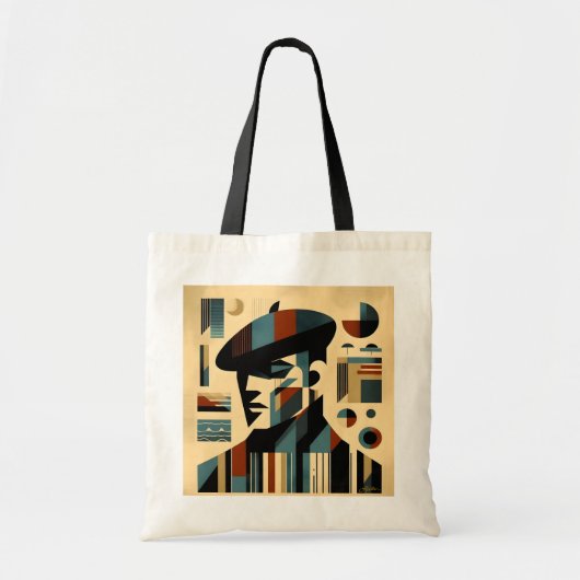 Mid Century Modern Art Man met een baret Tote Bag (Voorkant)
