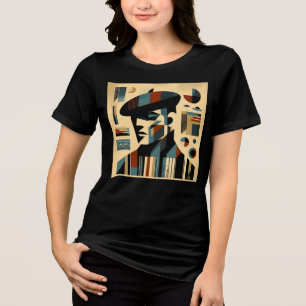 Mid Century Modern Art Man met een baret Tri-Blend Shirt