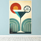 Mid Century Modern Art Mountain Sunrise Martini Canvas Afdruk (Insitu (Houten vloer))