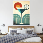 Mid Century Modern Art Mountain Sunrise Martini Canvas Afdruk (Insitu (Slaapkamer))