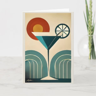 Mid Century Modern Art Mountain Sunrise Martini Kaart