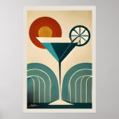 Mid Century Modern Art Mountain Sunrise Martini Poster (Voorkant)