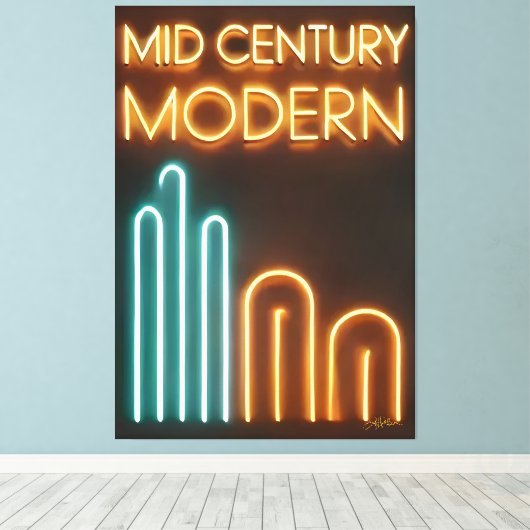 Mid Century Modern Art Neon Sign Design Canvas Afdruk (Insitu (Houten vloer))