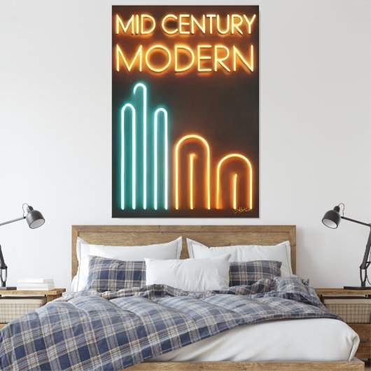 Mid Century Modern Art Neon Sign Design Canvas Afdruk (Insitu (Slaapkamer))