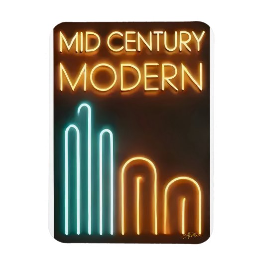 Mid Century Modern Art Neon Sign Design Magneet (Verticaal)