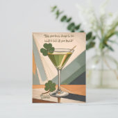 Mid Century Modern Art Shamrock Martini Sláinte!  Briefkaart (Staand voorkant)