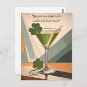 Mid Century Modern Art Shamrock Martini Sláinte!  Briefkaart (Voorkant / Achterkant)