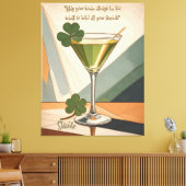 Mid Century Modern Art Shamrock Martini Sláinte!  Canvas Afdruk (Insitu (Woonkamer))