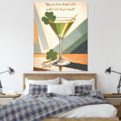 Mid Century Modern Art Shamrock Martini Sláinte!  Canvas Afdruk (Insitu (Slaapkamer))