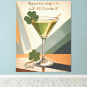 Mid Century Modern Art Shamrock Martini Sláinte!  Canvas Afdruk (Insitu (Houten vloer))