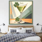 Mid Century Modern Art Shamrock Martini Sláinte!  Canvas Afdruk (Insitu (Slaapkamer))
