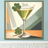 Mid Century Modern Art Shamrock Martini Sláinte!  Canvas Afdruk (Insitu (Houten vloer))