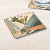 Mid Century Modern Art Shamrock Martini Sláinte!  Kartonnen Onderzetters (Schuin)