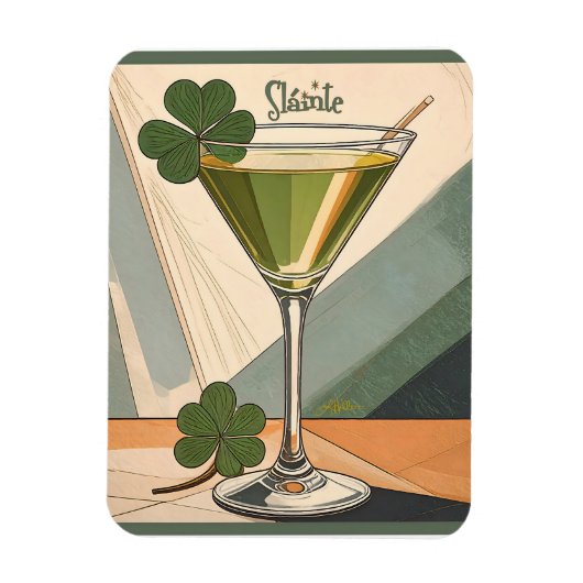 Mid Century Modern Art Shamrock Martini Sláinte! Magneet (Verticaal)
