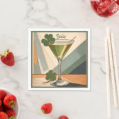 Mid Century Modern Art Shamrock Martini Sláinte!  Servet (Insitu)