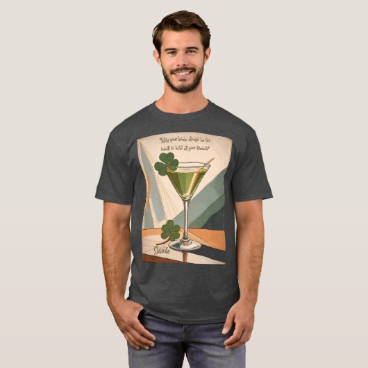 Mid Century Modern Art Shamrock Martini Sláinte!  T-shirt (Voorkant volledig)