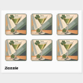 Mid Century Modern Art Shamrock Martini Sláinte!  Vierkante Sticker (Vel)