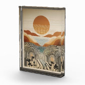 Mid Century Modern Art Spring Valley Lake Sunset Fotoblokken (Rechts)