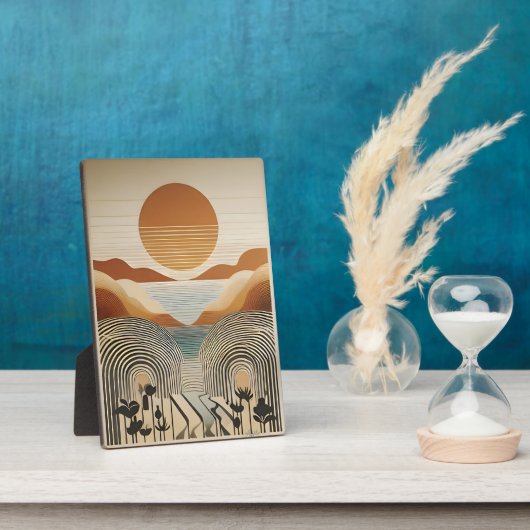 Mid Century Modern Art Spring Valley Lake Sunset Fotoplaat (Zijkant)