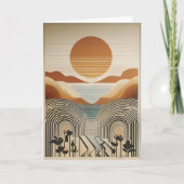 Mid Century Modern Art Spring Valley Lake Sunset Kaart (Voorkant)