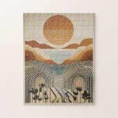 Mid Century Modern Art Spring Valley Lake Sunset Legpuzzel (Verticaal)