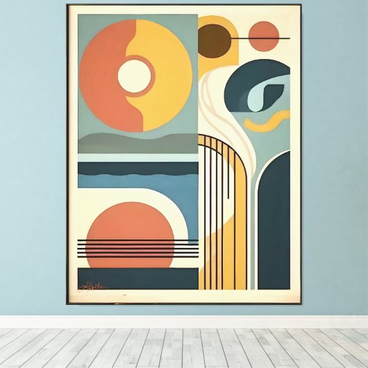 Mid Century Modern Art Sunrise Sunset Canvas Afdruk (Insitu (Houten vloer))