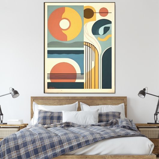 Mid Century Modern Art Sunrise Sunset Canvas Afdruk (Insitu (Slaapkamer))
