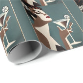 Mid Century Modern Art The Martini DIva Cadeaupapier (Rol Hoek)