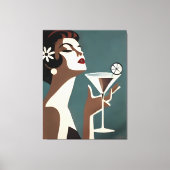 Mid Century Modern Art The Martini DIva Canvas Afdruk (Voorkant)