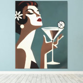 Mid Century Modern Art The Martini DIva Canvas Afdruk (Insitu (Houten vloer))