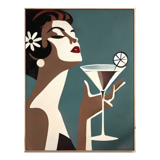 Mid Century Modern Art The Martini DIva Foto Afdruk (Voorkant)