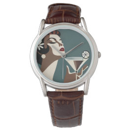 Mid Century Modern Art The Martini DIva Horloge