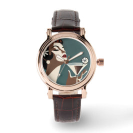 Mid Century Modern Art The Martini DIva Horloge