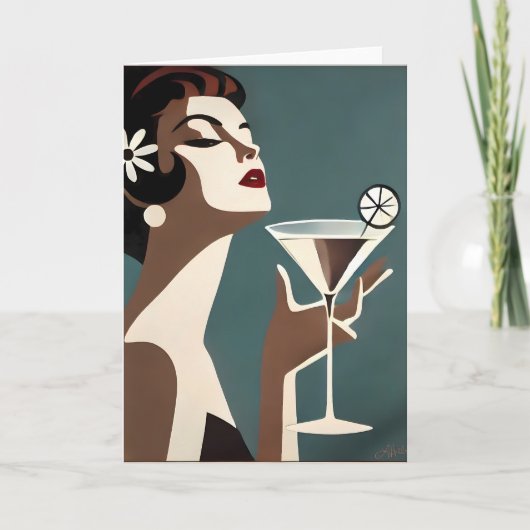 Mid Century Modern Art The Martini DIva Kaart (Voorkant)