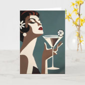 Mid Century Modern Art The Martini DIva Kaart (Gele Bloem)