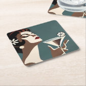 Mid Century Modern Art The Martini DIva Kartonnen Onderzetters (Schuin)