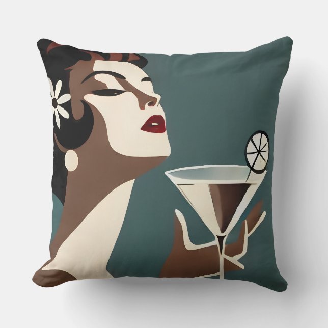 Mid Century Modern Art The Martini DIva Kussen (Voorkant)