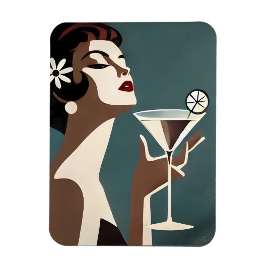 Mid Century Modern Art The Martini DIva Magneet (Verticaal)
