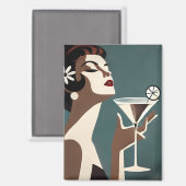 Mid Century Modern Art The Martini DIva Magneet (Voorkant / Achterkant)
