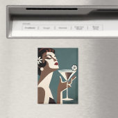 Mid Century Modern Art The Martini DIva Magneet (Insitu (Vaatwasser))