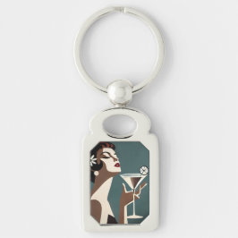 Mid Century Modern Art The Martini DIva Sleutelhanger