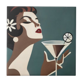 Mid Century Modern Art The Martini DIva Tegeltje