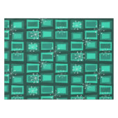 Mid Century Modern Art 'Wonky Doors' Blauwgroen Tafelkleed (Voorkant (Horizontaal))