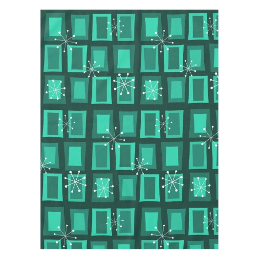 Mid Century Modern Art 'Wonky Doors' Blauwgroen Tafelkleed (Voorkant)