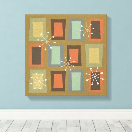Mid Century Modern Art "Wonky Doors" Canvas Afdruk (Insitu (Houten vloer))