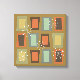Mid Century Modern Art "Wonky Doors" Canvas Afdruk