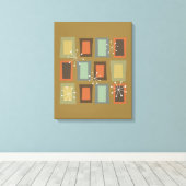 Mid Century Modern Art "Wonky Doors" Canvas Afdruk (Insitu (Houten vloer))